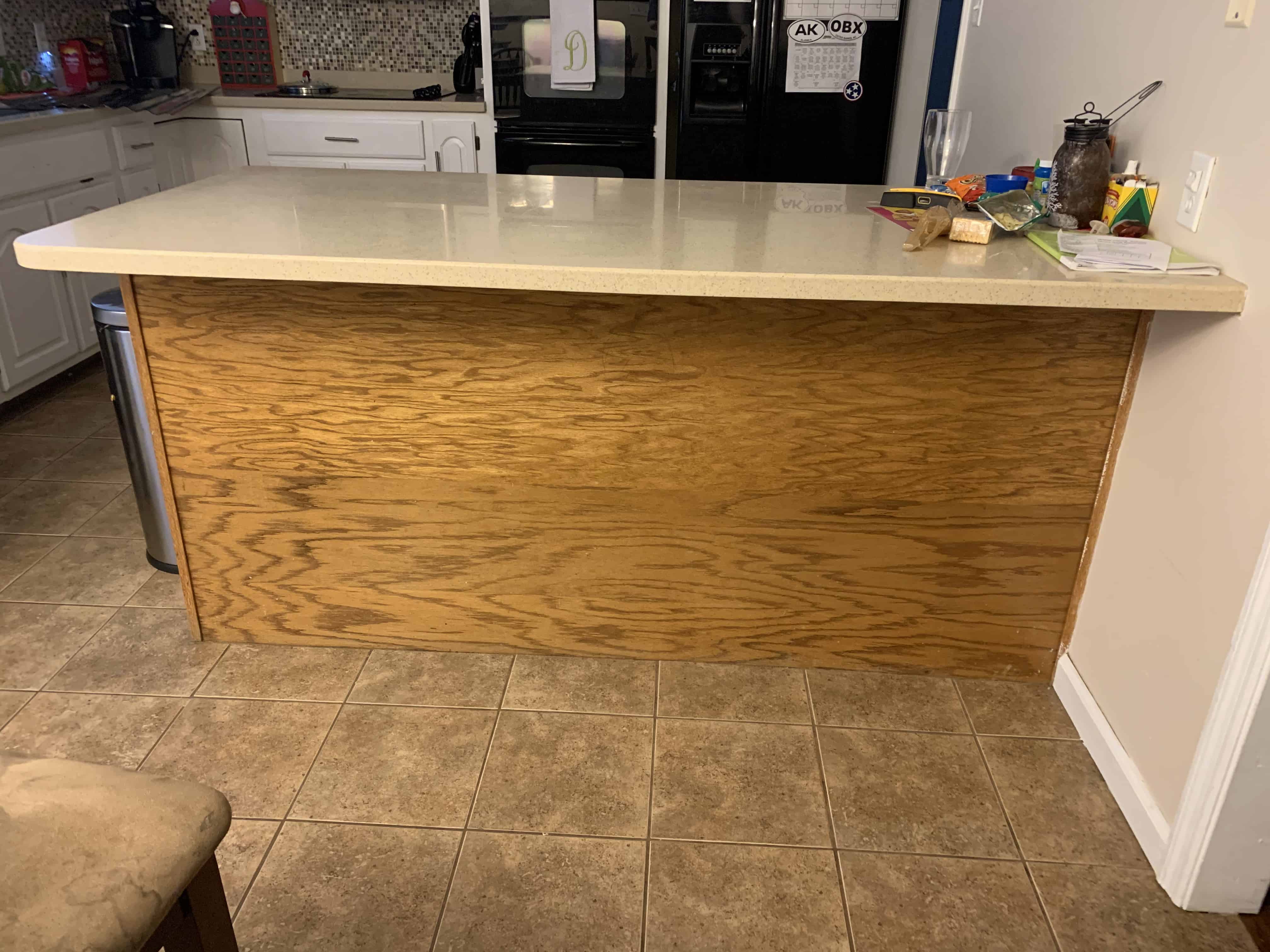 wooden sided kitchen bar